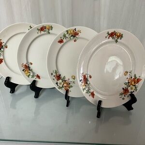Floral Dinner Plate Set - Cream with Multicolor Design